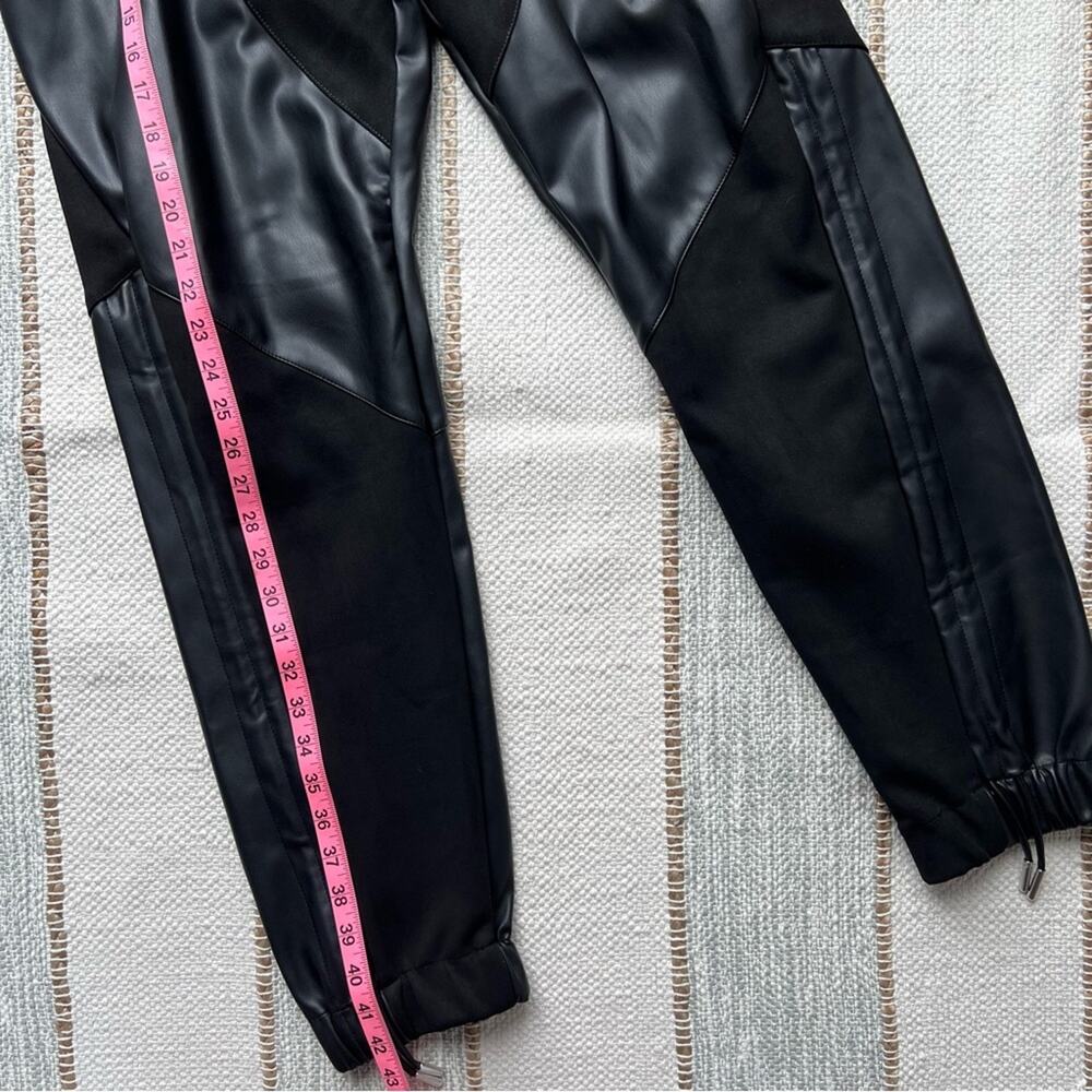 Maniere De Voir Black Flaux Leather High Rise Joggers Women’s Size US 10 - Picture 2 of 8